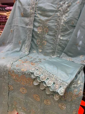 Luxury Sequence Work Georgette Unstitched Suit.